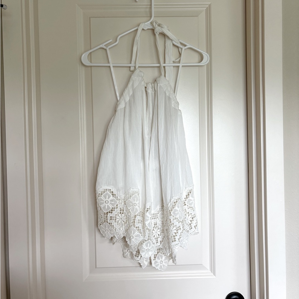 Free People Cream Lace Halter Top